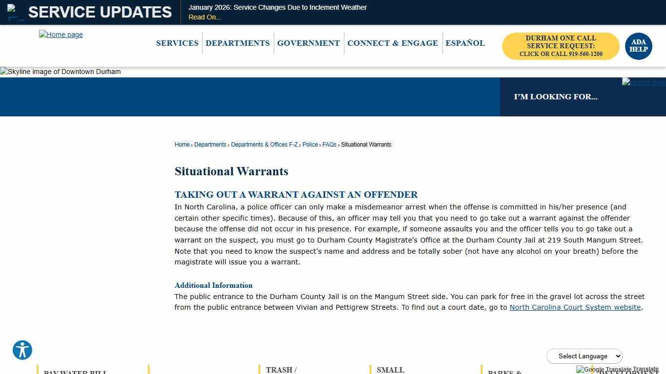 Situational Warrants Durham, NC